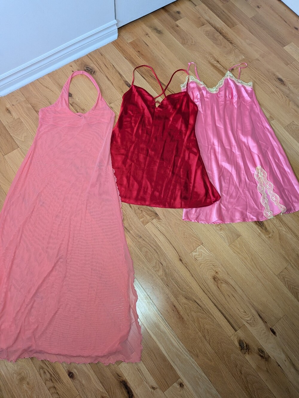 BUNDLE Y2K 3 Lingerie LA SENZA Women Sleepwear Babydoll Size Large Pink Red